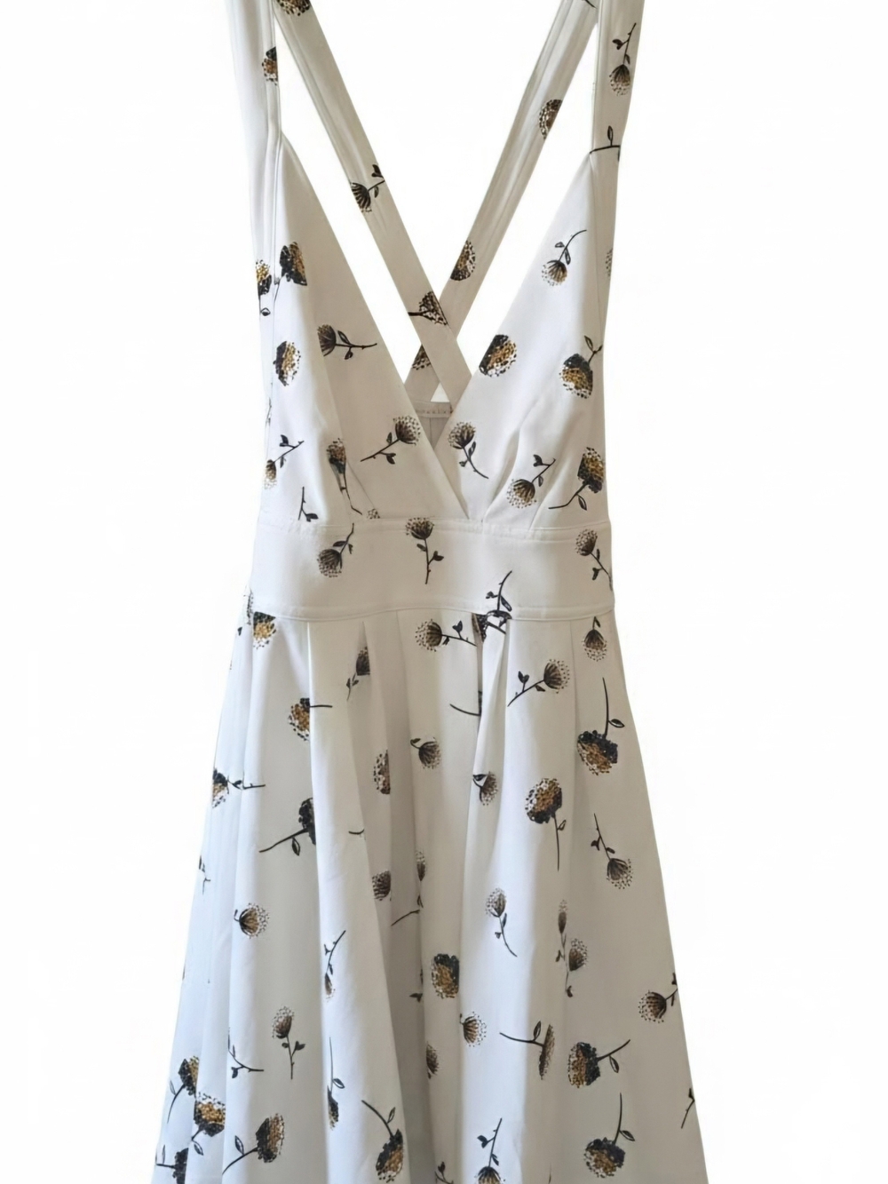 Free People White Floral Mini Dress with Yellow & Black Print